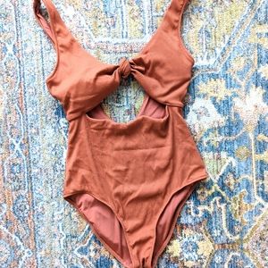 Aerie coral one piece cutout swimsuit
